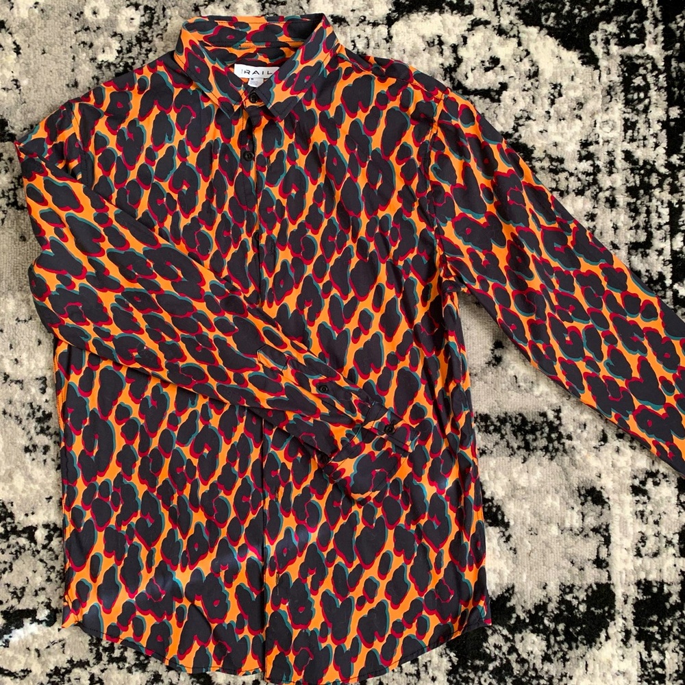 The Rail Multicolor Cheetah Print Dress Shirt